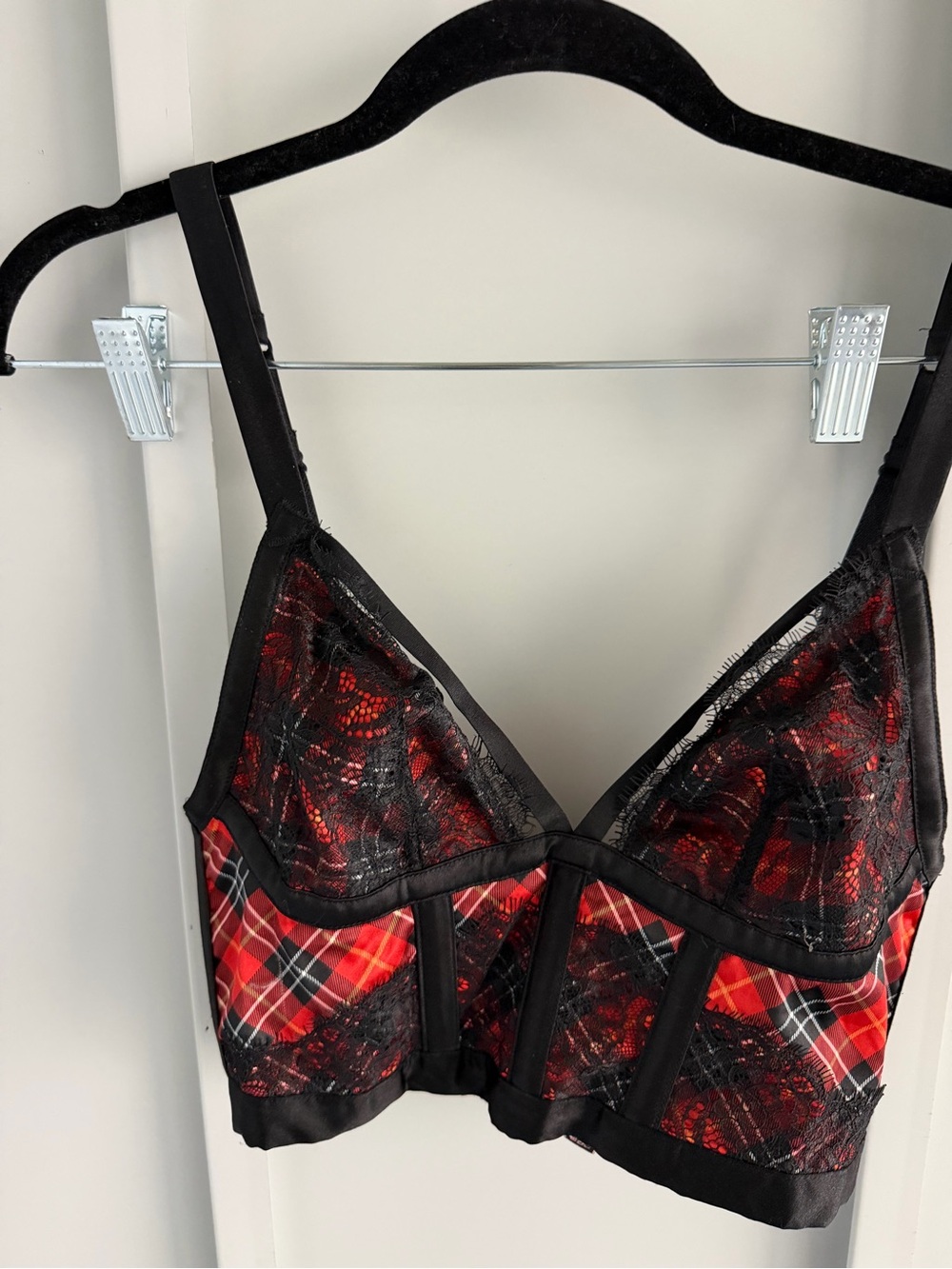 Victoria’s Secret Red Plaid Lace Lingerie Corset Top S New - Picture 5 of 8